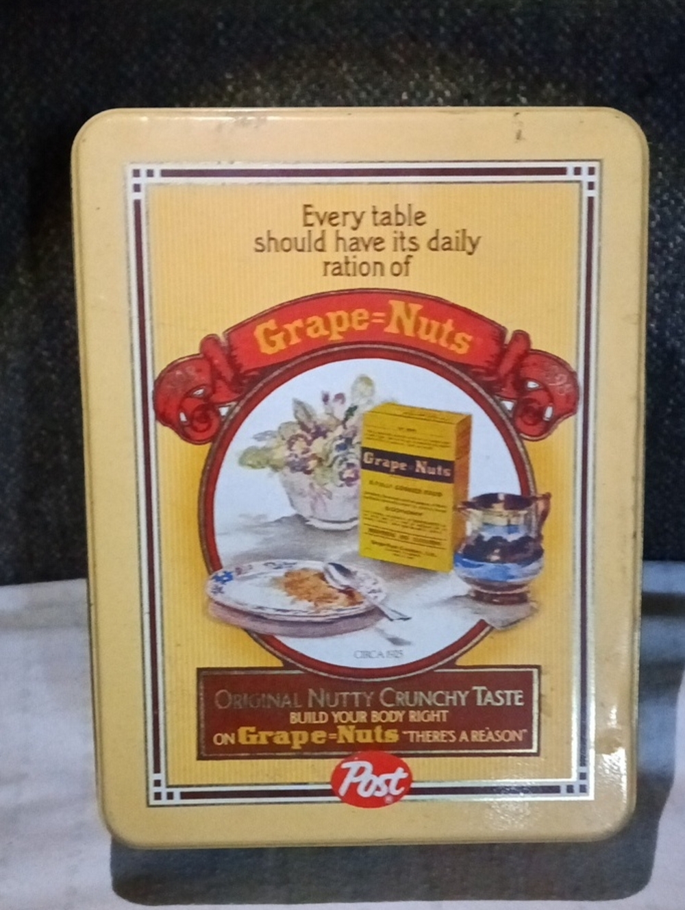 Grape-Nuts Vintage Tin Storage - Yellow